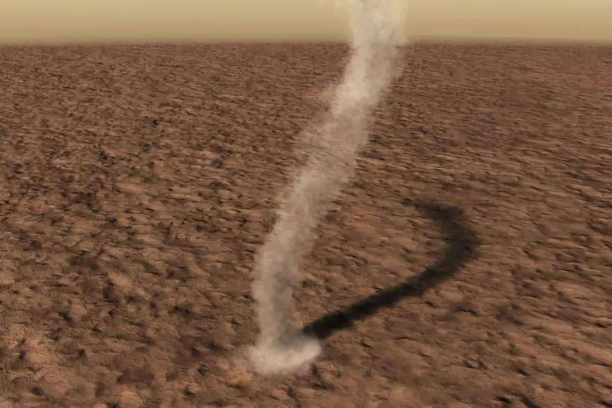 Perseverance Captures Stunning Footage of One Martian Dust Devil Absorbing Another 