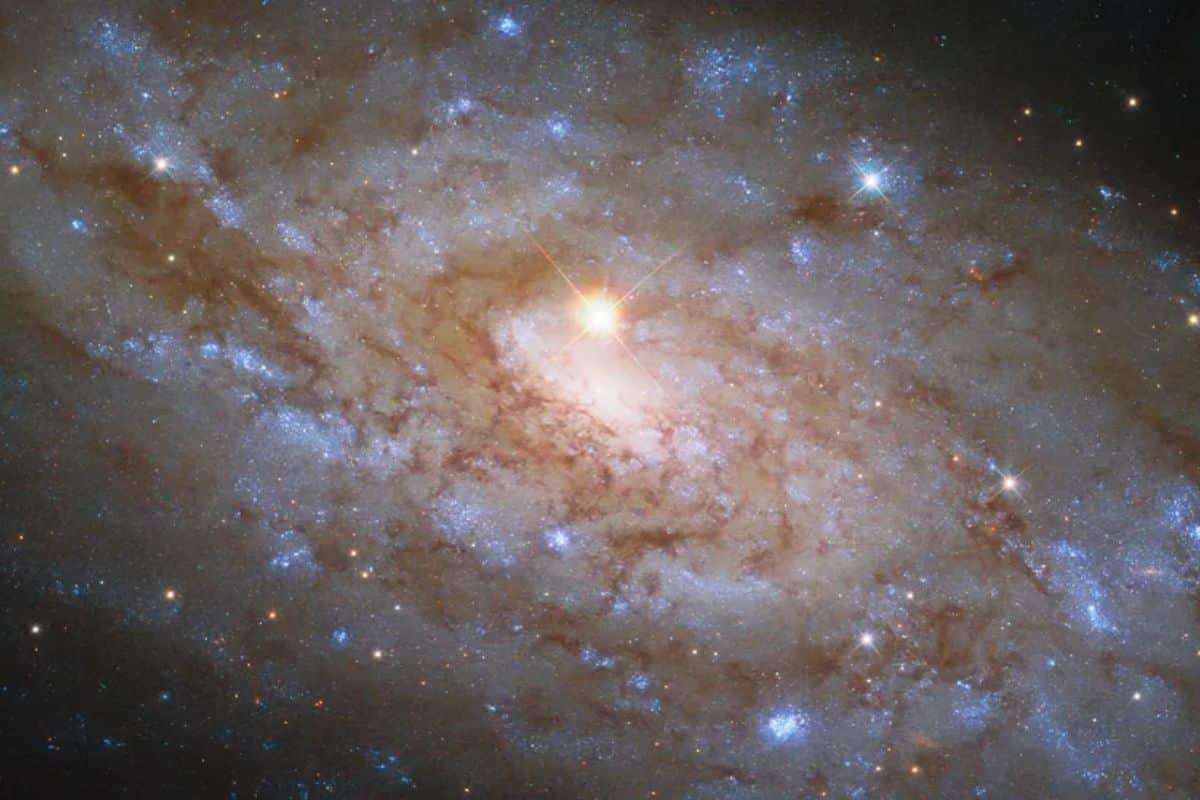 A Nearby Star Intrudes on Hubble’s Stunning Capture of a Faraway Galaxy 