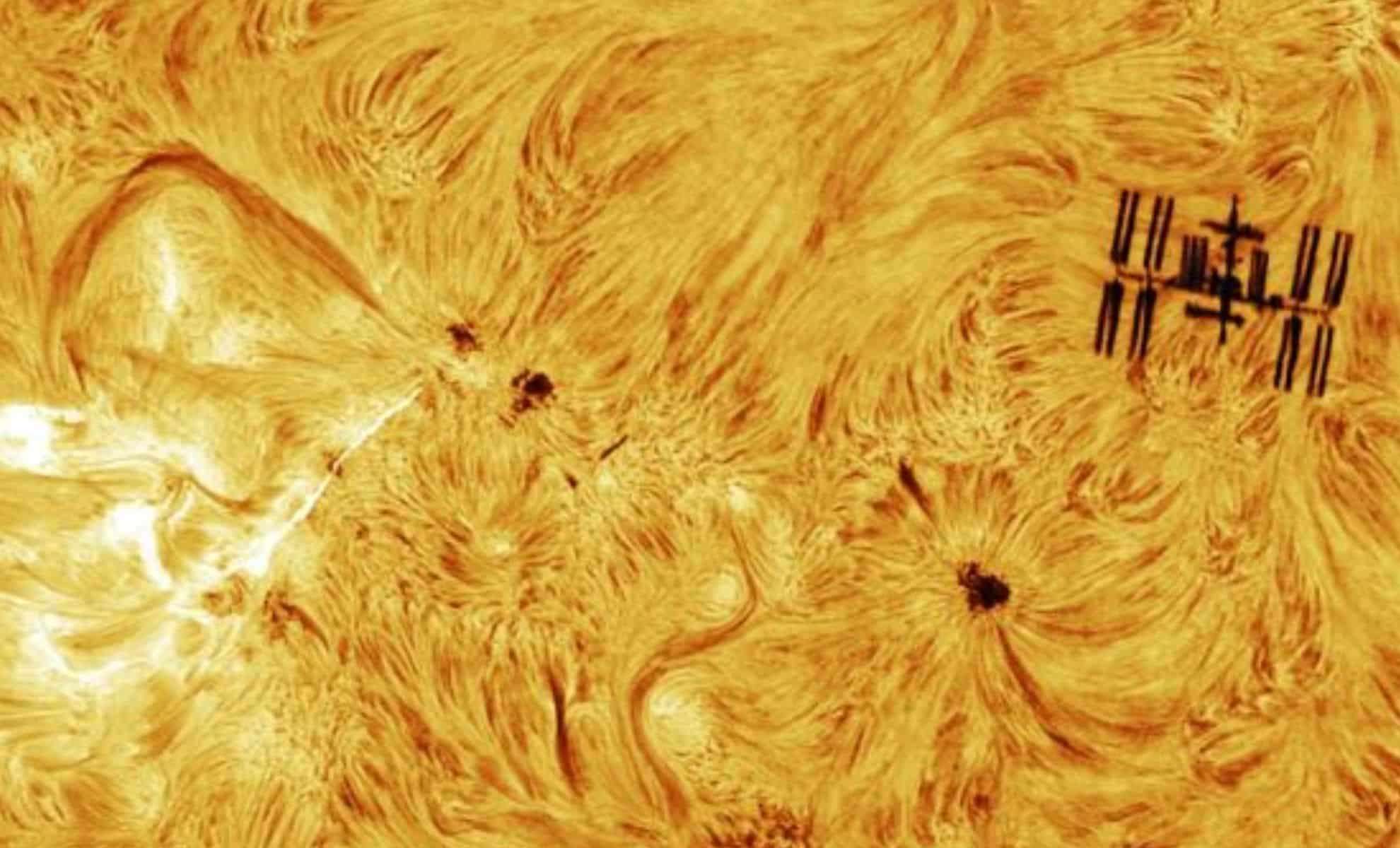 Astrophotographer Captures Rare Solar Flare Behind ISS During Solar Transit 