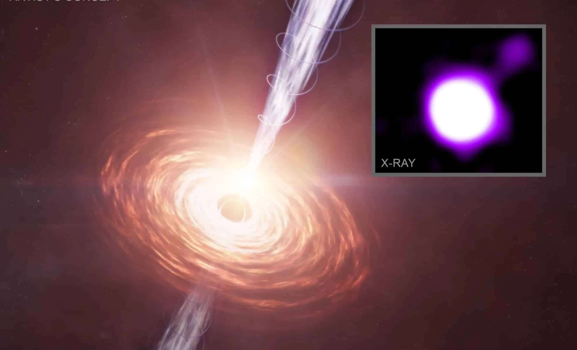 NASA’s Chandra Captures Extreme Black Hole Jet Zooming Near Light Speed 