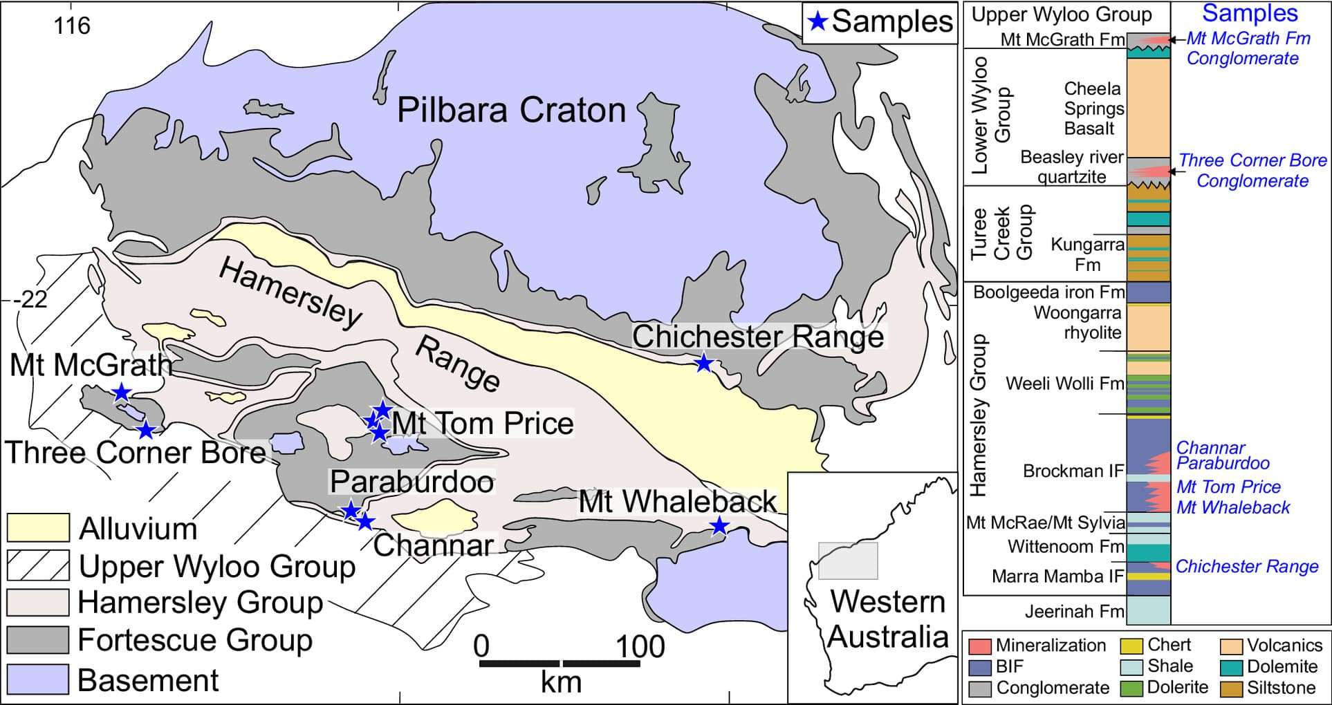 Geologic-map-of-the-Pilbara-craton-with-sample-locations-marked-by-blue-stars-87283ca973bfb411def2714d3b922c23.jpg