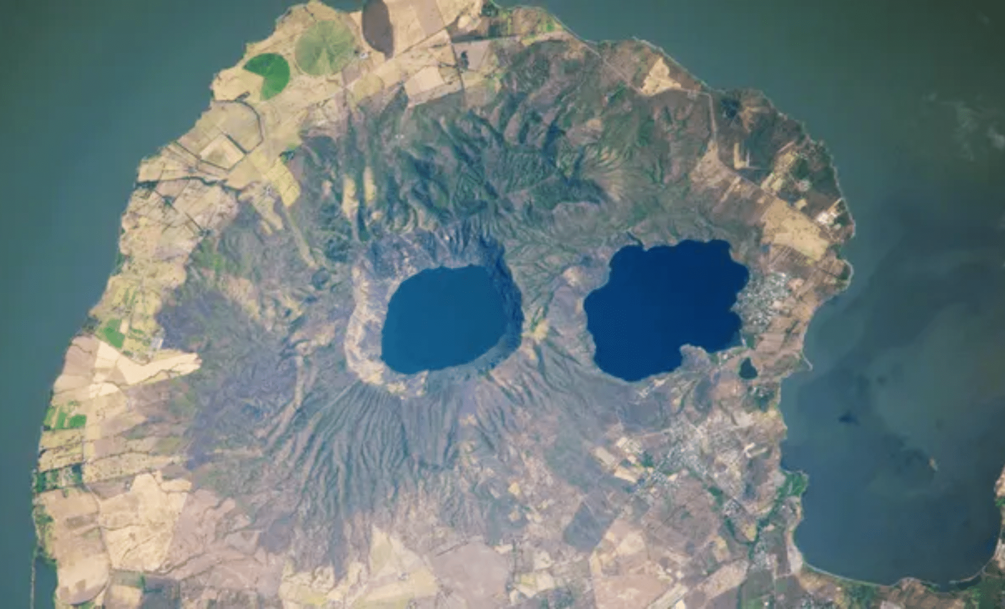 NASA Reveals Fascinating ‘Dual Eye’ Volcanic Lakes in Nicaragua from Orbit 