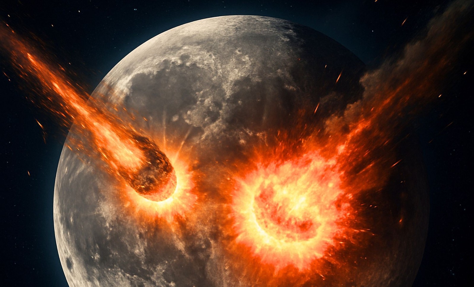Rare Video Captures Two Meteors Striking the Moon at 27 Km/s 