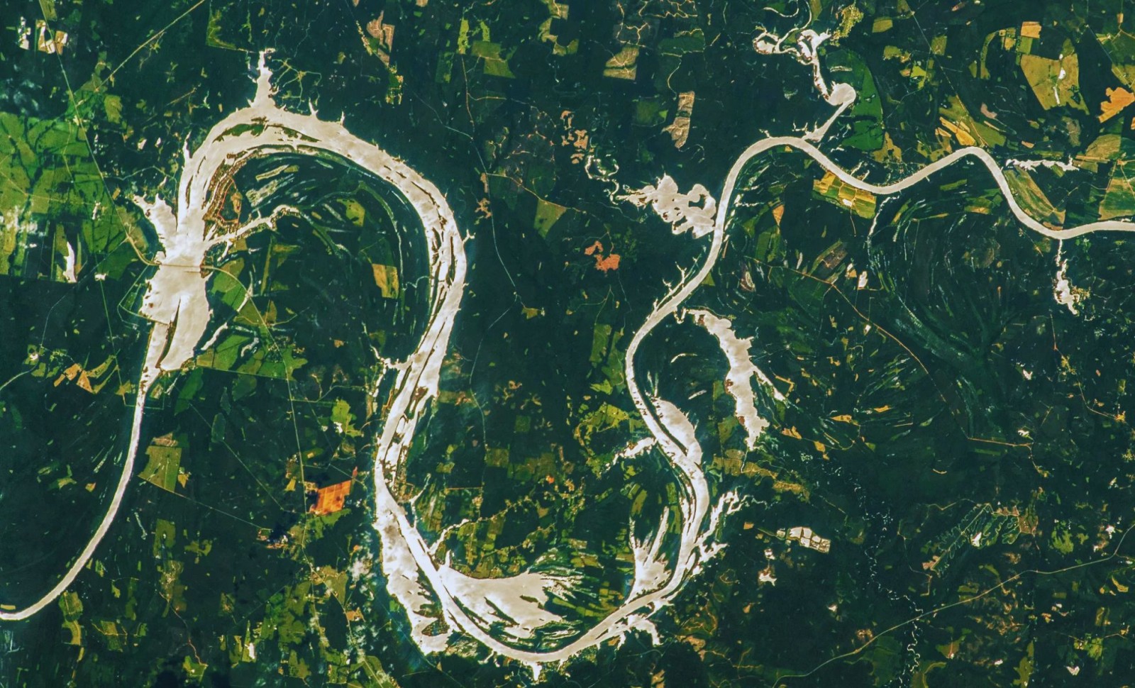 Astronauts Capture Alabama River Transforming Into a Golden Dragon From Orbit 