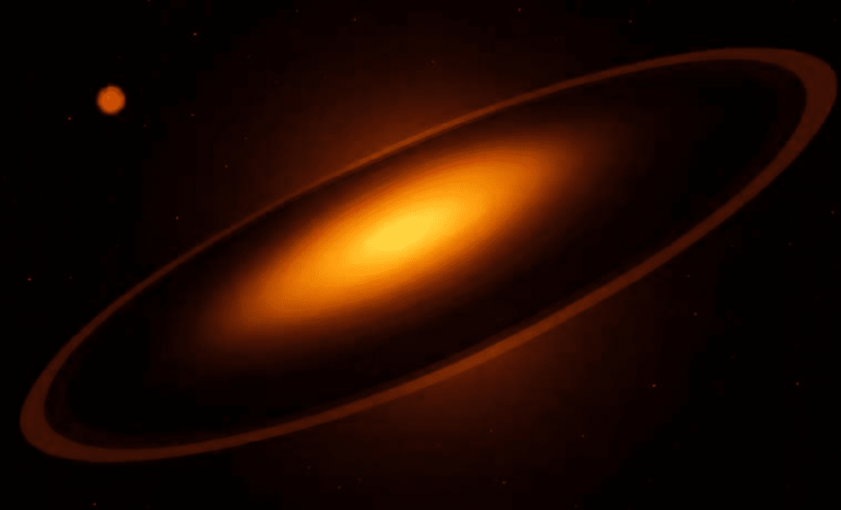 Massive Rings Around Hidden Companion Explain Star’s Extraordinary Dimming 