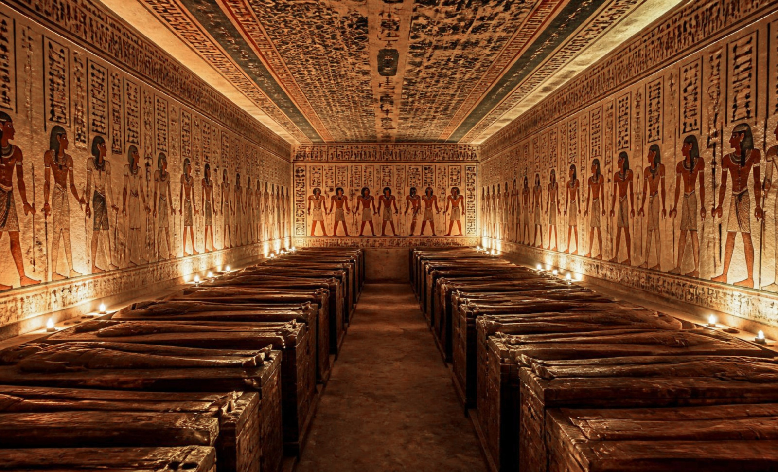 Hidden Luxor Chamber Unveils 22 Coffins of Amun’s Sacred Singers and Eight Sealed Papyri 