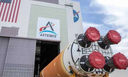 NASA’s Artemis 2 Core Stage Arrives at Kennedy Space Center for Final Integration
