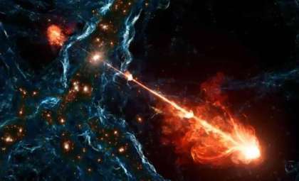 Massive Black Hole Jets Extend 23 Million Light-Years Across Space