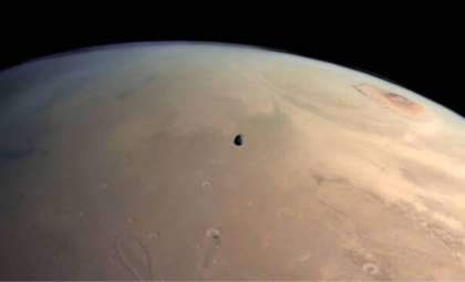 Mars Express Reveals Stunning View of Phobos, Olympus Mons, and Martian Atmosphere