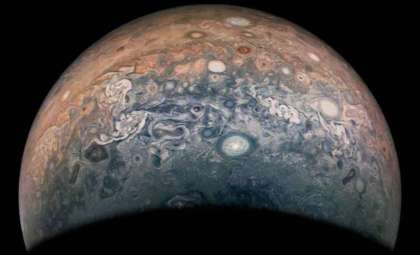 Juno’s 66th Flyby Reveals Jupiter’s Dynamic Storms and Irregular Moon Amalthea