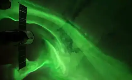 Stunning Green Auroras Captured from the International Space Station