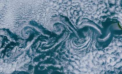 NASA Shares Rare Satellite Image of Cloud Spirals over the Atlantic Islands