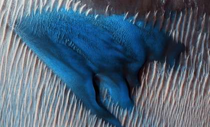NASA Reveals Vibrant Blue-Hued Dunes on Mars’ Landscape