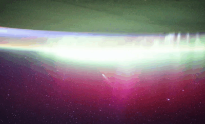 ISS Crew Witnesses Stunning Convergence of Comet Lemmon and Auroral Lights