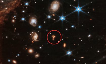 James Webb Telescope Captures Enigmatic 'Cosmic Question Mark' in Remote Galaxy