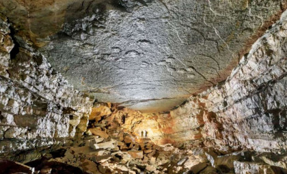 Enormous Dinosaur Footprints Uncovered on Cave Ceiling Deep Underground in France
