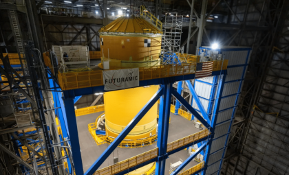 Assembly of NASA’s Massive Artemis III Rocket Advances at Kennedy Space Center